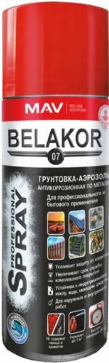 Грунтовка аэрозольная алкидная BELAKOR 07 антикор черная 520 мл (03073-011011)