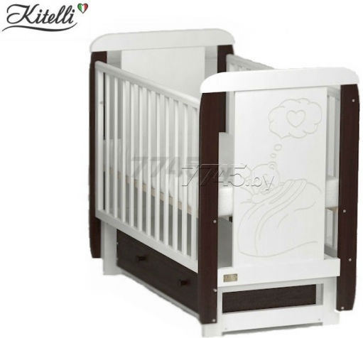 Кроватка детская KITELLI (KITO) Amore поперечный маятник белый с венге
