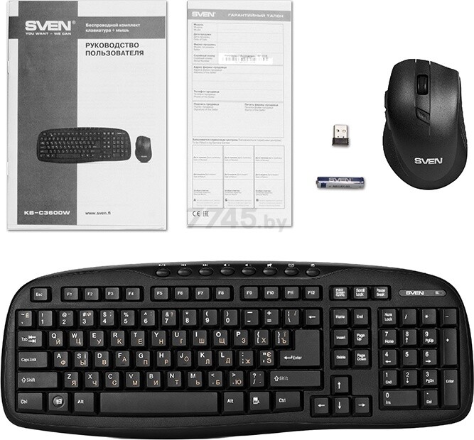 Комплект беспроводной клавиатура и мышь SVEN KB-C3600W - Фото 8