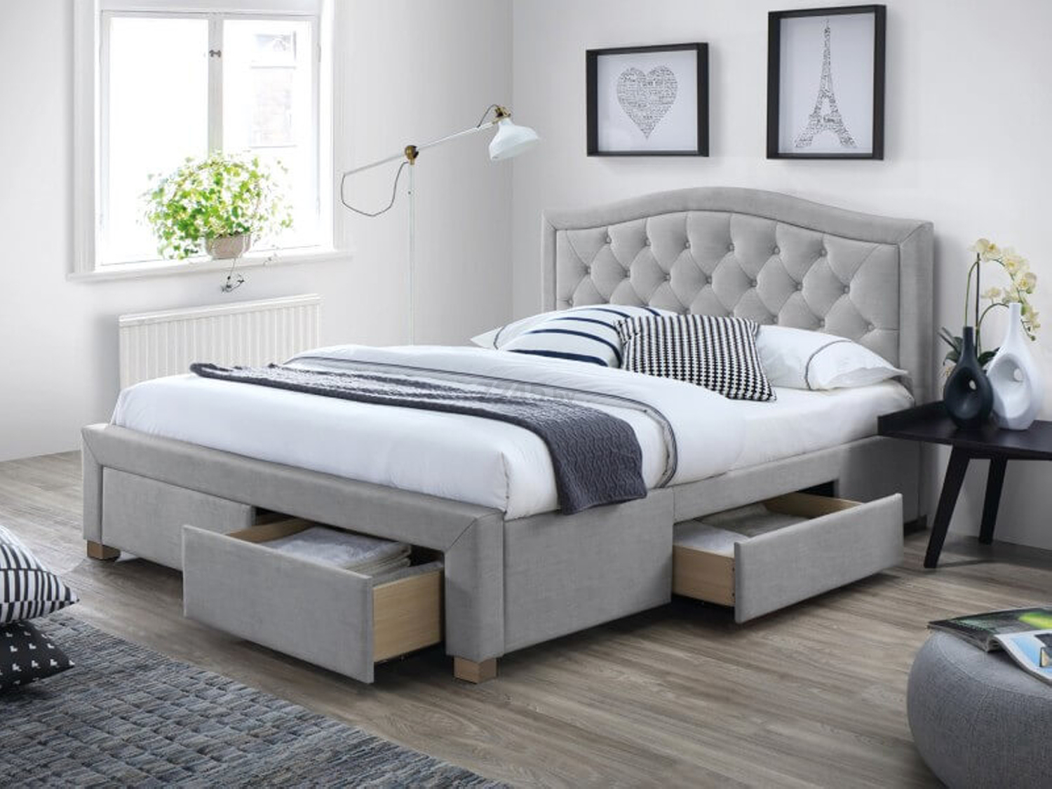 Кровать полуторная SIGNAL Electra Tap 76 серый/дуб 140х200 см (ELECTRA140SZD)