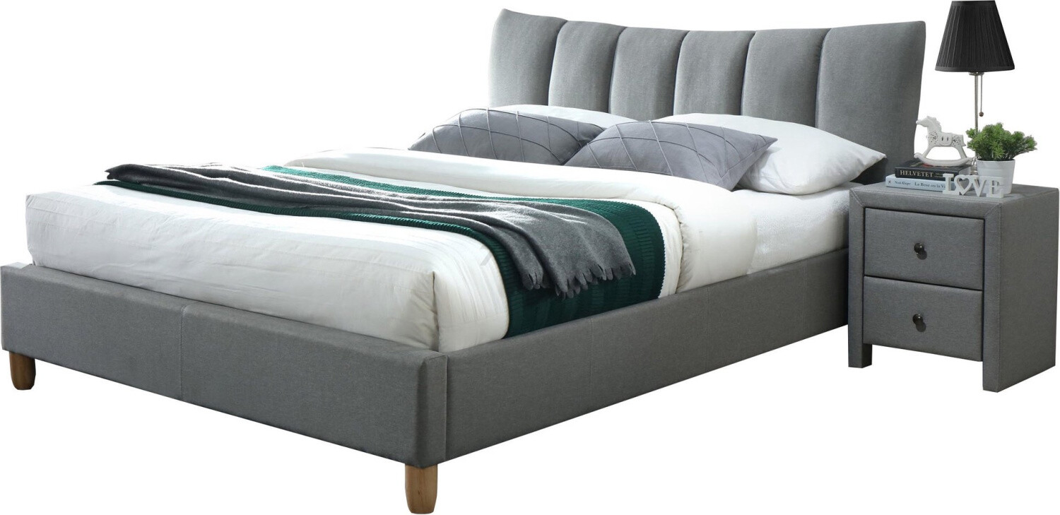 Кровать двуспальная HALMAR Sandy 2 ткань серый/бук 160х200 см (V-CH-SANDY_2-LOZ-POPIELATY)