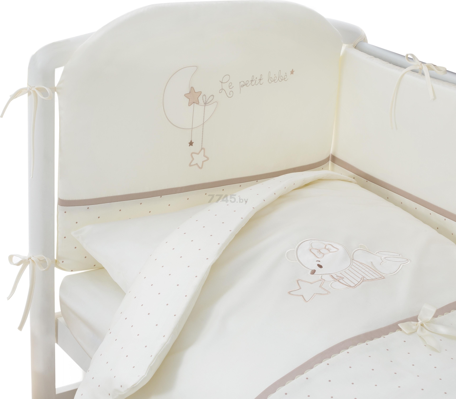 Комплект в кроватку PERINA Le petit bebe молочно-кофейный 4 предмета (ПБ4-01.5) - Фото 5