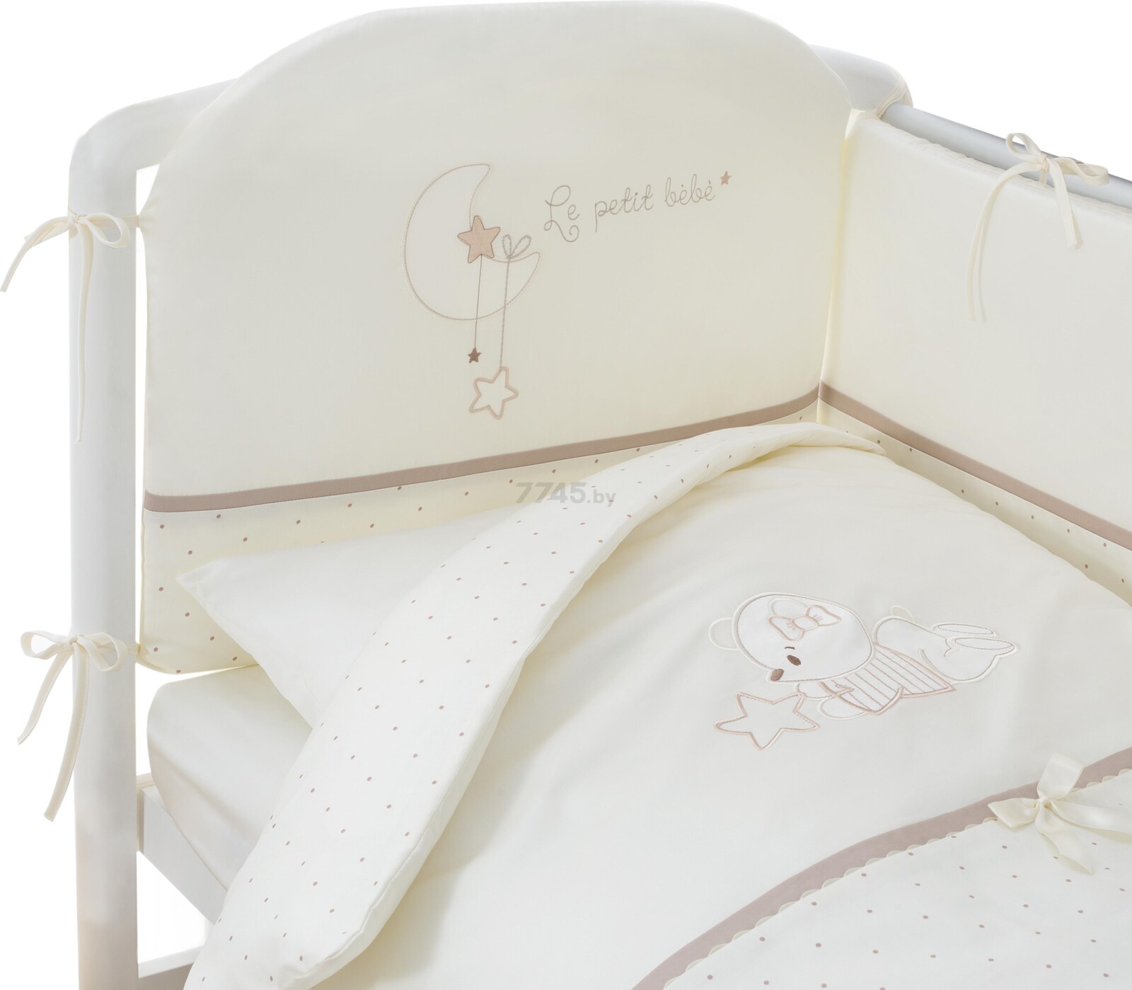 Комплект в кроватку PERINA Le petit bebe молочно-кофейный 6 предметов (ПБ6-01.5) - Фото 5