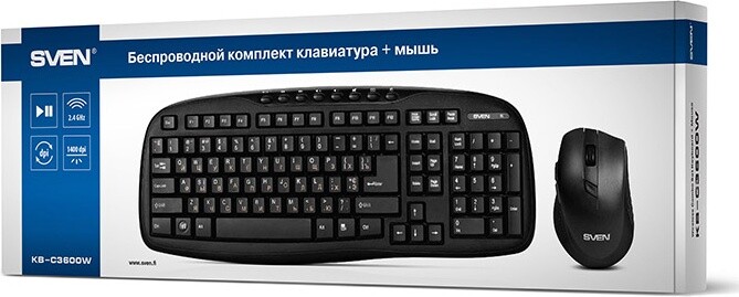Комплект беспроводной клавиатура и мышь SVEN KB-C3600W - Фото 9
