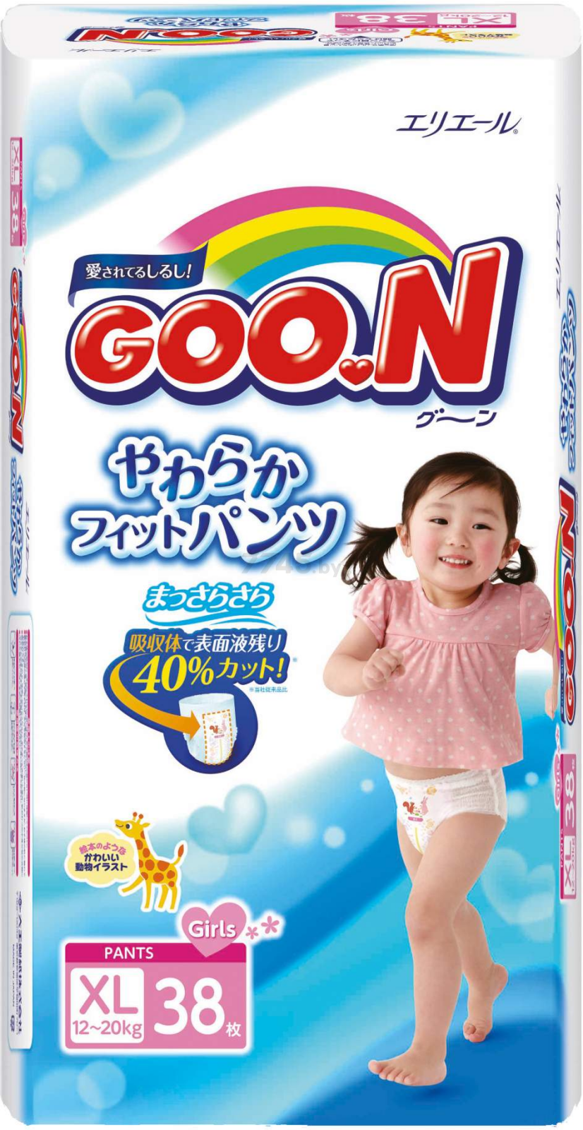 Подгузники-трусики GOO.N Pants для девочек 5 Junior 12-20 кг 38 штук