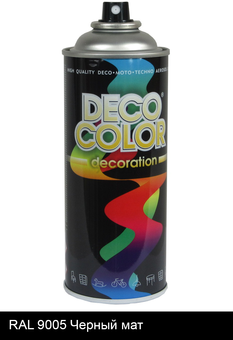 Краска аэрозольная универсальная DECO COLOR Decoration 9005 черный матовый 400 мл (10150)