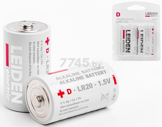Батарейка D/LR20 LEIDEN ELECTRIC 1,5 V алкалиновая 2 штуки (808005)