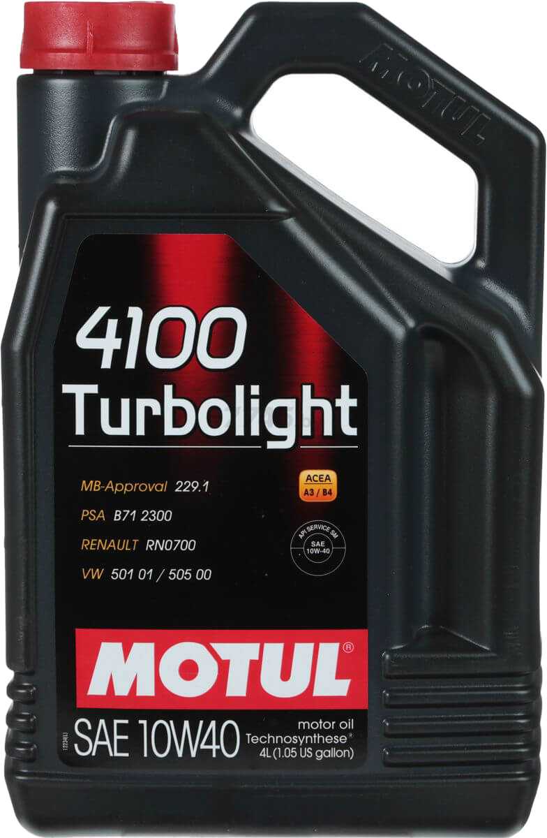 Моторное масло 10W40 полусинтетическое MOTUL 4100 Turbolight 4 л (109462)