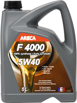 Моторное масло 5W40 синтетическое ARECA F4000 5 л (11402)