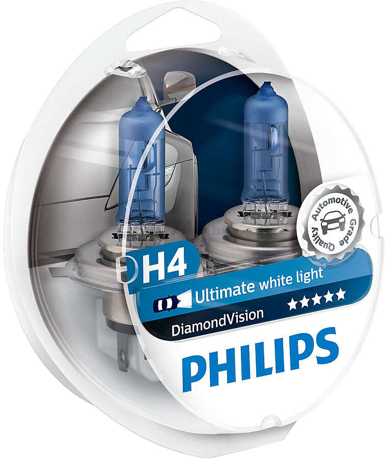 Лампа галогенная автомобильная PHILIPS DiamondVision H4 2 штуки (12342DVS2) - Фото 3