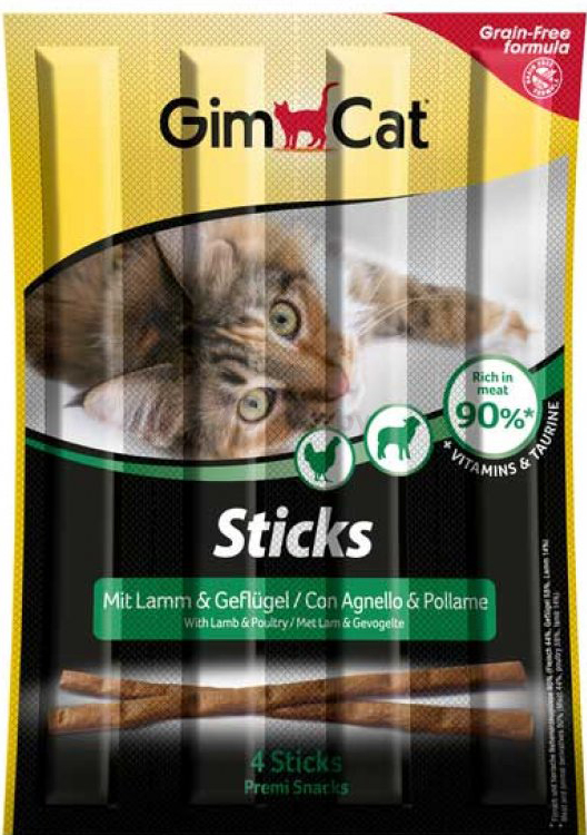 Лакомство для кошек GIMBORN GimCat Sticks ягненок и птица 4 штуки (4002064420820)