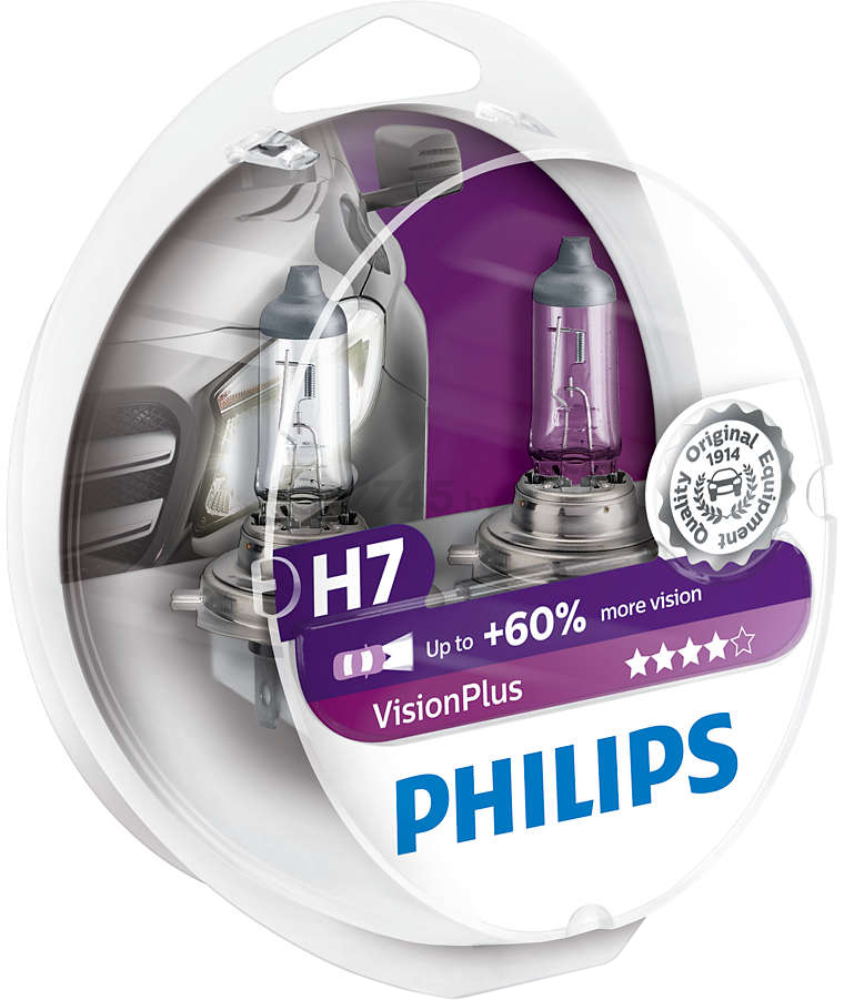 Лампа галогенная автомобильная PHILIPS VisionPlus H7 2 штуки (12972VPS2) - Фото 3