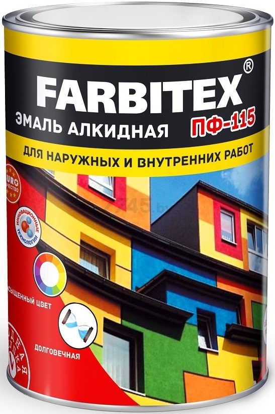 Эмаль алкидная FARBITEX ПФ-115 черный 0,8 кг (4300006010)