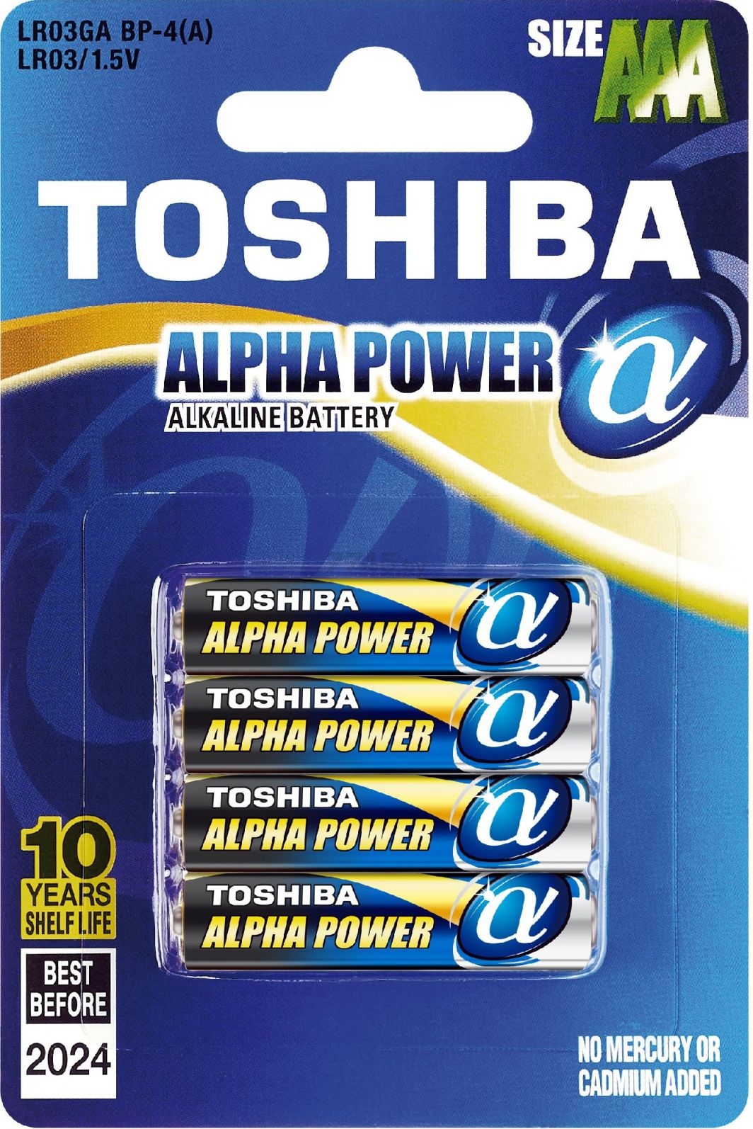 Батарейка ААА TOSHIBA Alpha Power 1,5 V алкалиновая 4 штуки