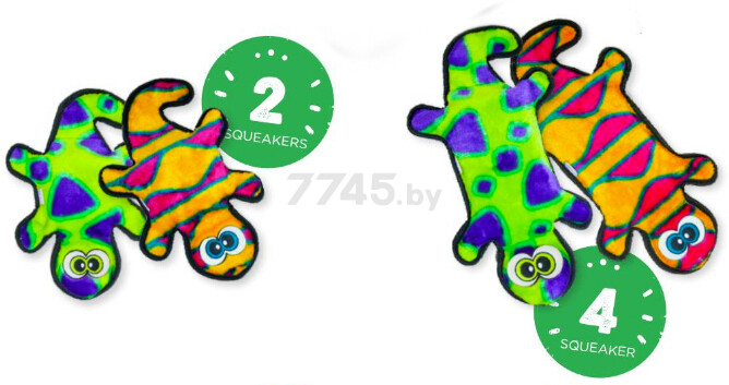 Игрушка для собак PETSTAGES Invincibles Gecko Green 2 пищалки 35 см (32070) - Фото 3