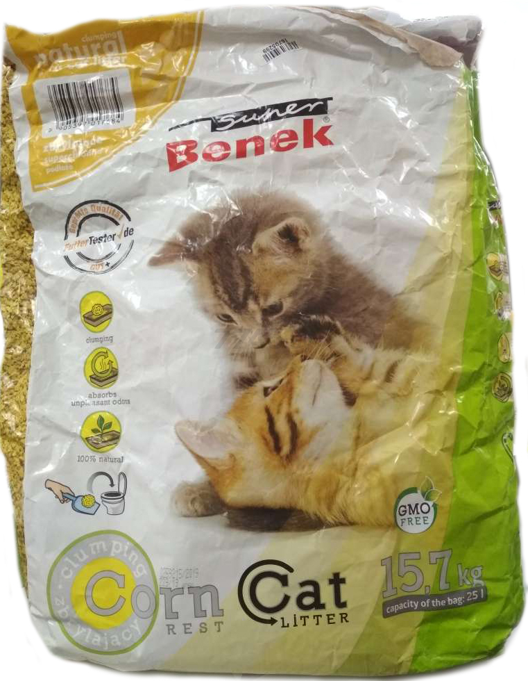 Наполнитель для туалета растительный комкующийся SUPER BENEK Corn Cat кукурузный 25 л, 15,7 кг (5905397017684) - Фото 4