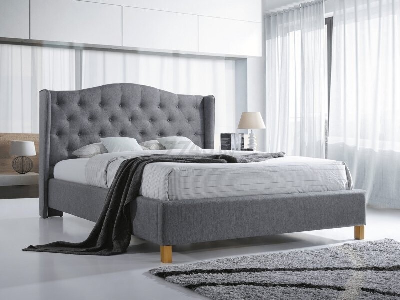 Кровать полуторная SIGNAL Aspen серый 140x200 см (ASPEN140SZD)