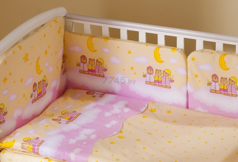 Комплект в кроватку PERINA Аманда Ночка розовый 4 предмета (А4-02.3) - Фото 3
