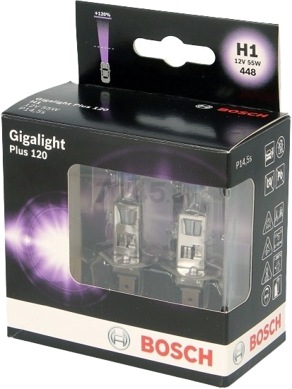 Лампа галогенная автомобильная BOSCH Gigalight Plus 120 H1 2 штуки (1987301105) - Фото 3