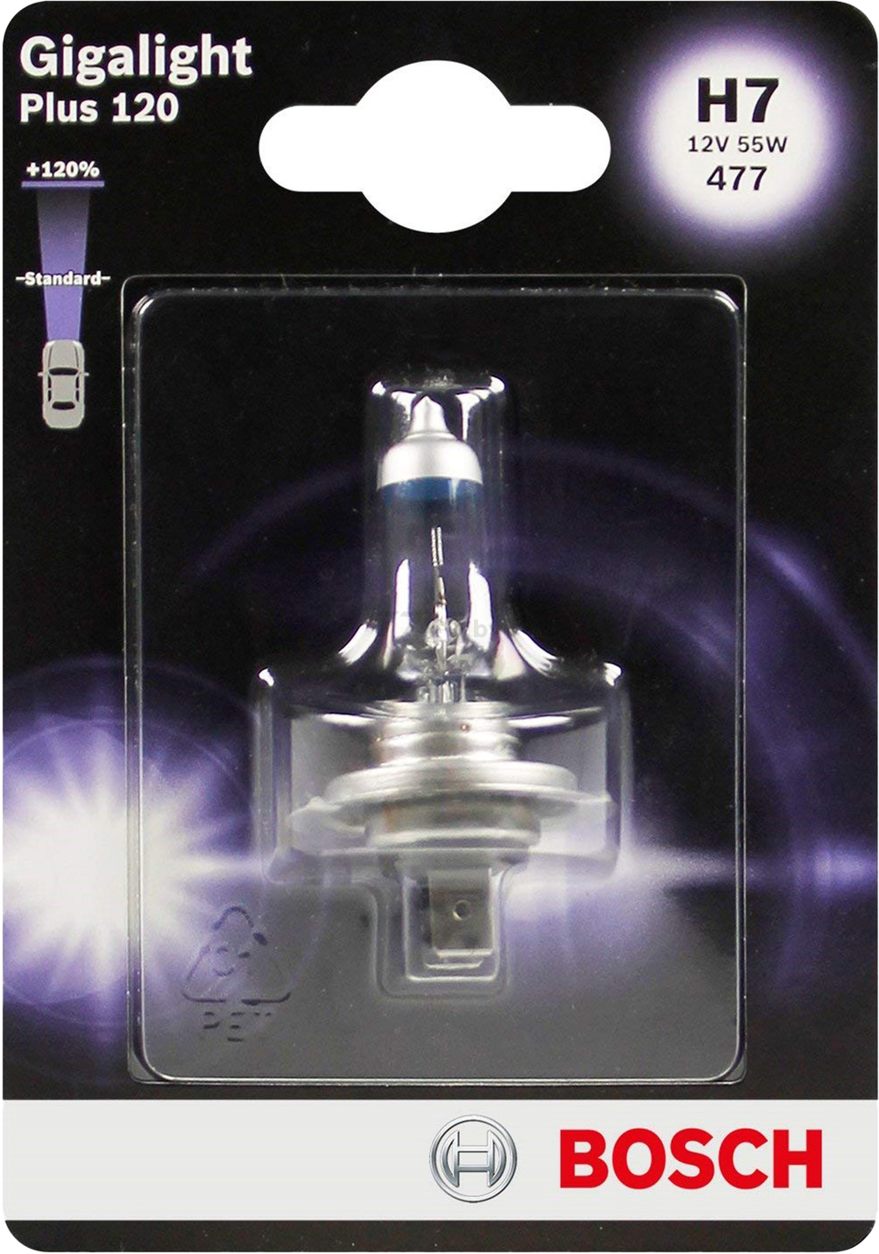 Лампа галогенная автомобильная BOSCH Gigalight Plus 120 H7 (1987301110) - Фото 2