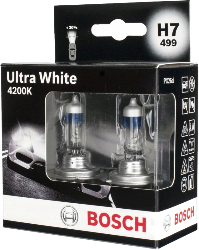 Лампа галогенная автомобильная BOSCH Ultra White H7 2 штуки (1987301182) - Фото 2