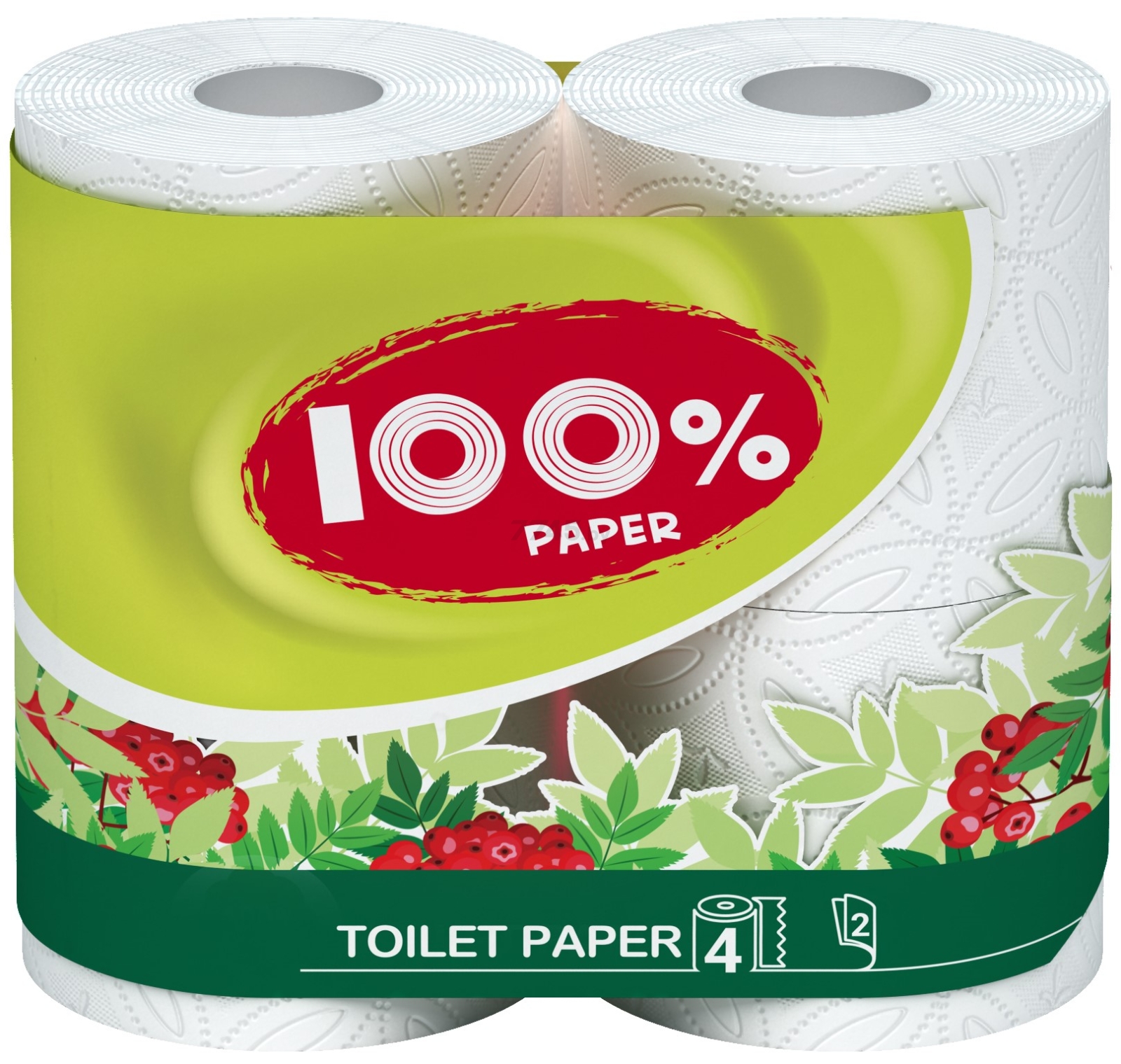 Бумага туалетная 100% Paper 4 рулона (4820023743991)