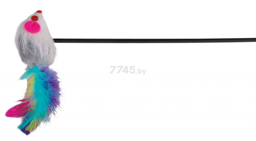Игрушка для кошек TRIXIE Удочка-дразнилка Мышь с перьями 50 см (4516)
