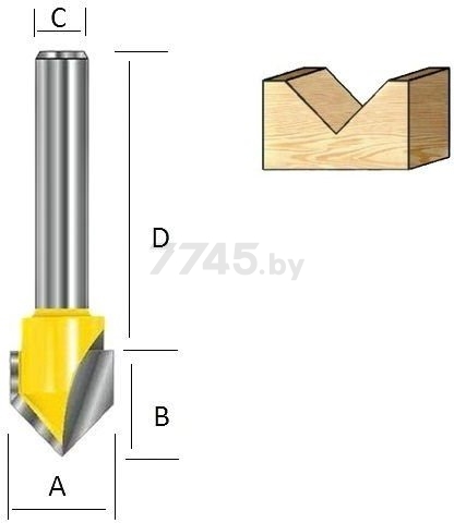 Фреза по дереву пазовая V-образная 12,7х15,9х32 мм MAKITA (D-10752)