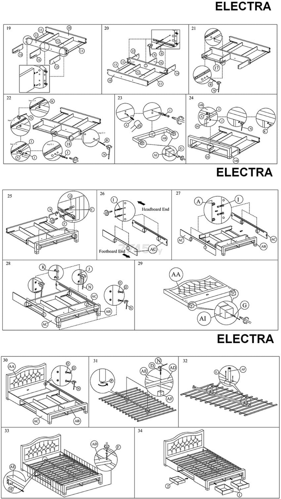 Кровать полуторная SIGNAL Electra Tap 76 серый/дуб 140х200 см (ELECTRA140SZD) - Фото 2
