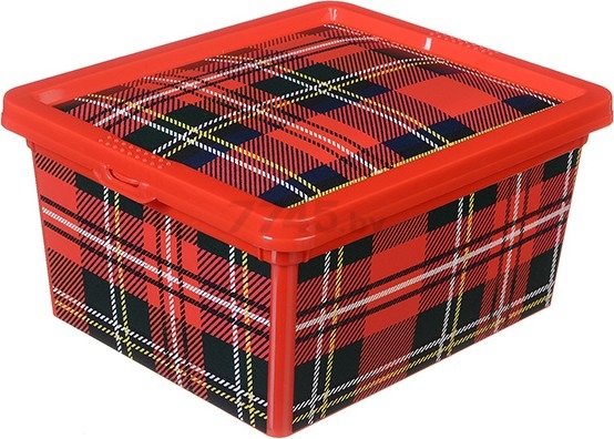 Коробка для хранения вещей пластиковая 190х160х90 мм IDEA Деко клетка (М2355)
