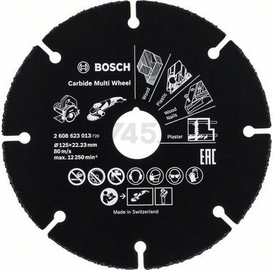 Круг отрезной 125х1,0x22,2 мм для дерева BOSCH Multi Wheel (2608623013)