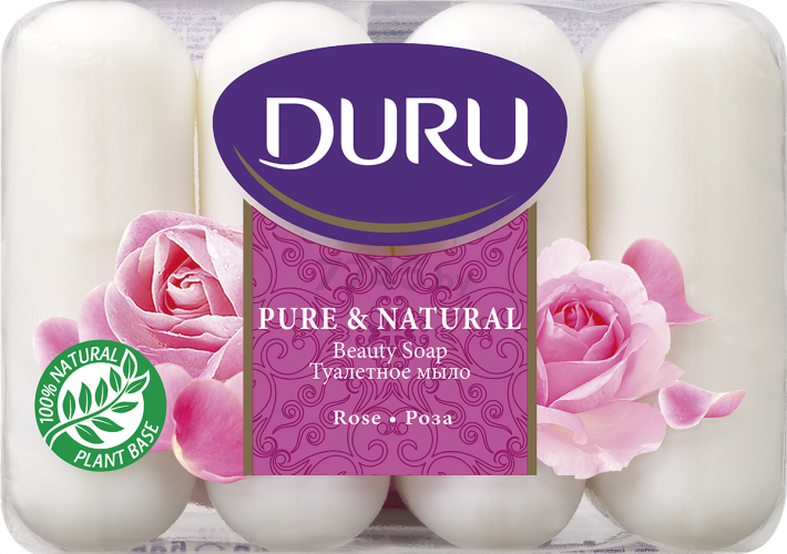 Мыло туалетное DURU Pure&Natural Роза 4×85 г (9261110311)