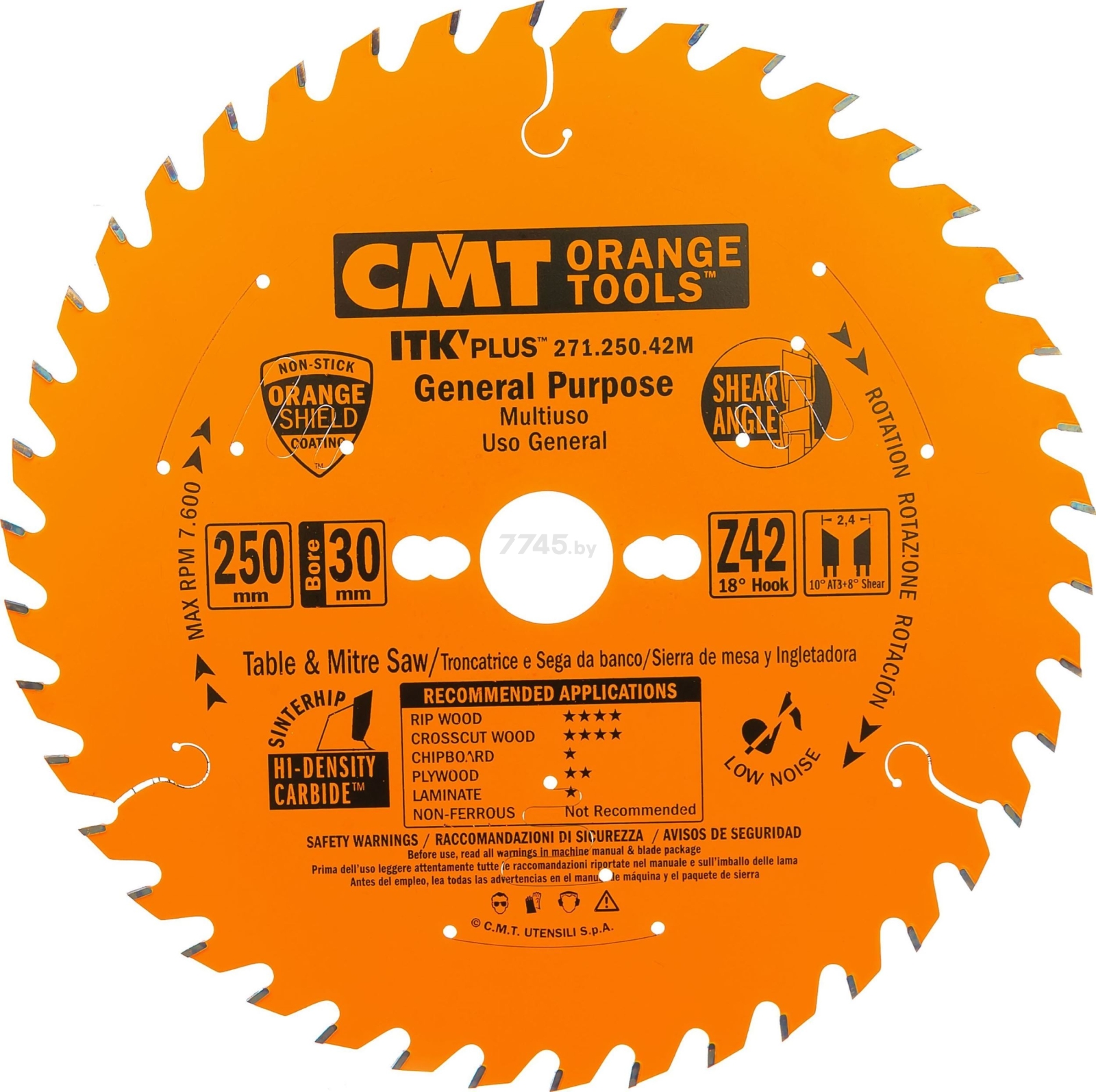 Диск пильный 250x30 мм 42 зуба CMT Rip & Crosscut Saw Blades 271 (271.250.42M)