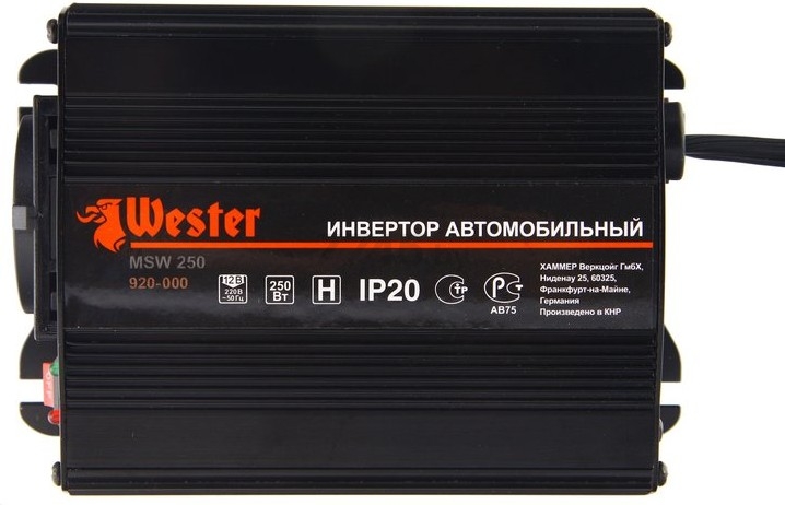 Инвертор автомобильный WESTER MSW250 (77424) - Фото 2