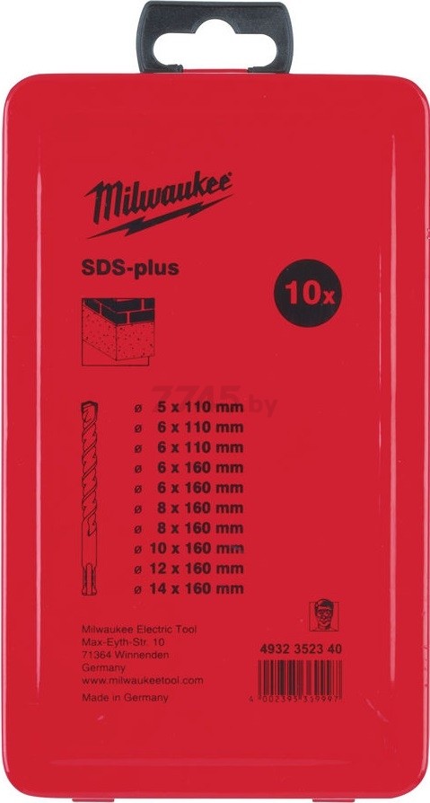 Набор буров (сверл) SDS-plus 10 штук MILWAUKEE M2 (4932352340) - Фото 2