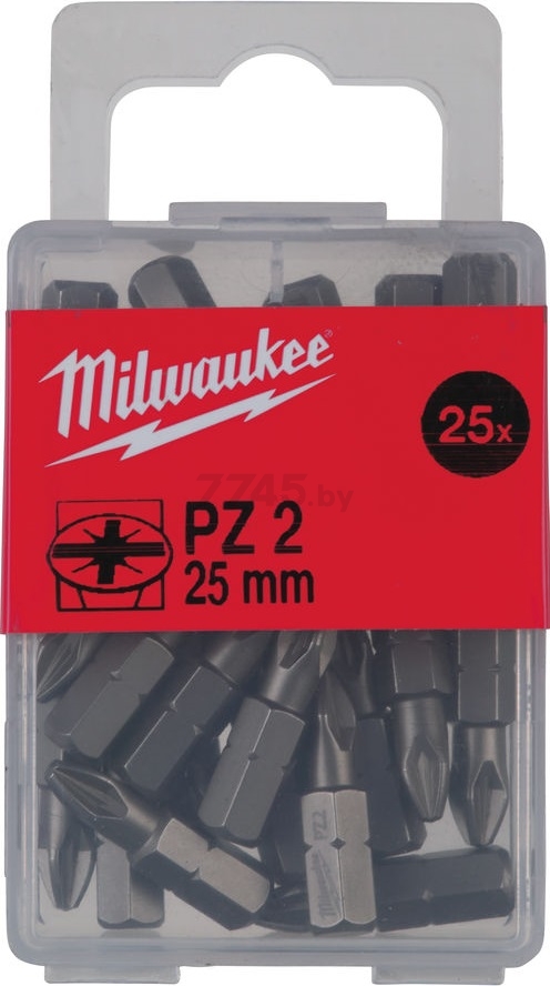 Бита для шуруповерта PZ2 25 мм MILWAUKEE 25 штук (4932399590) - Фото 2
