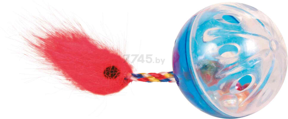 Игрушка для кошек TRIXIE Мяч-погремушка с хвостом d 4 см 2 штуки (4165) - Фото 4