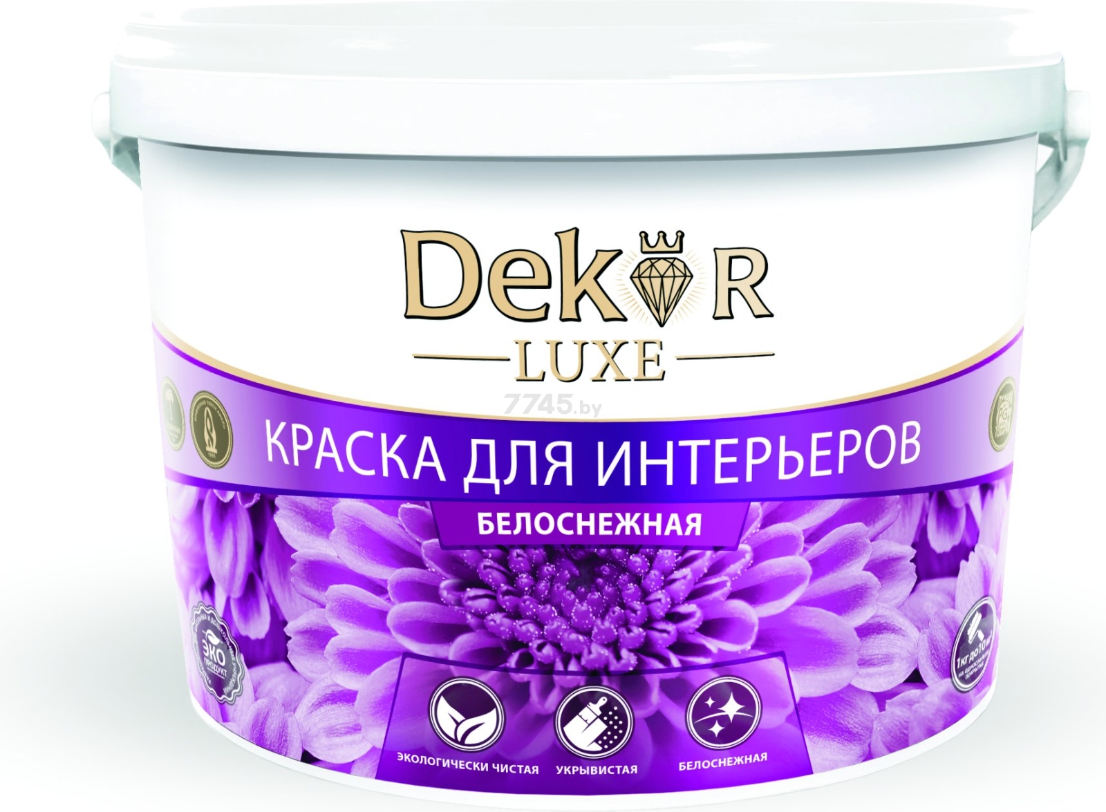 Краска ВД акриловая DEKOR для интерьеров белая 3 кг (31-648)