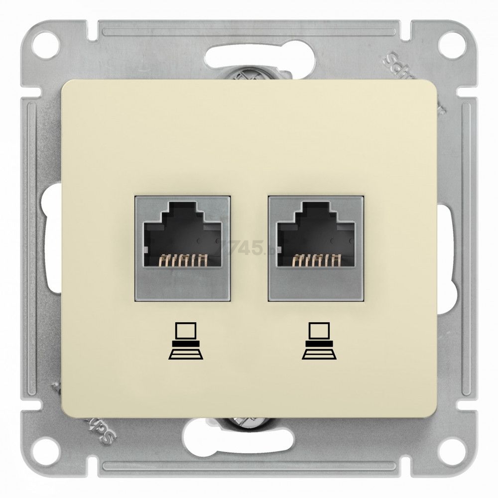 Розетка компьютерная двойная SCHNEIDER ELECTRIC Glossa бежевая (GSL000285KK)