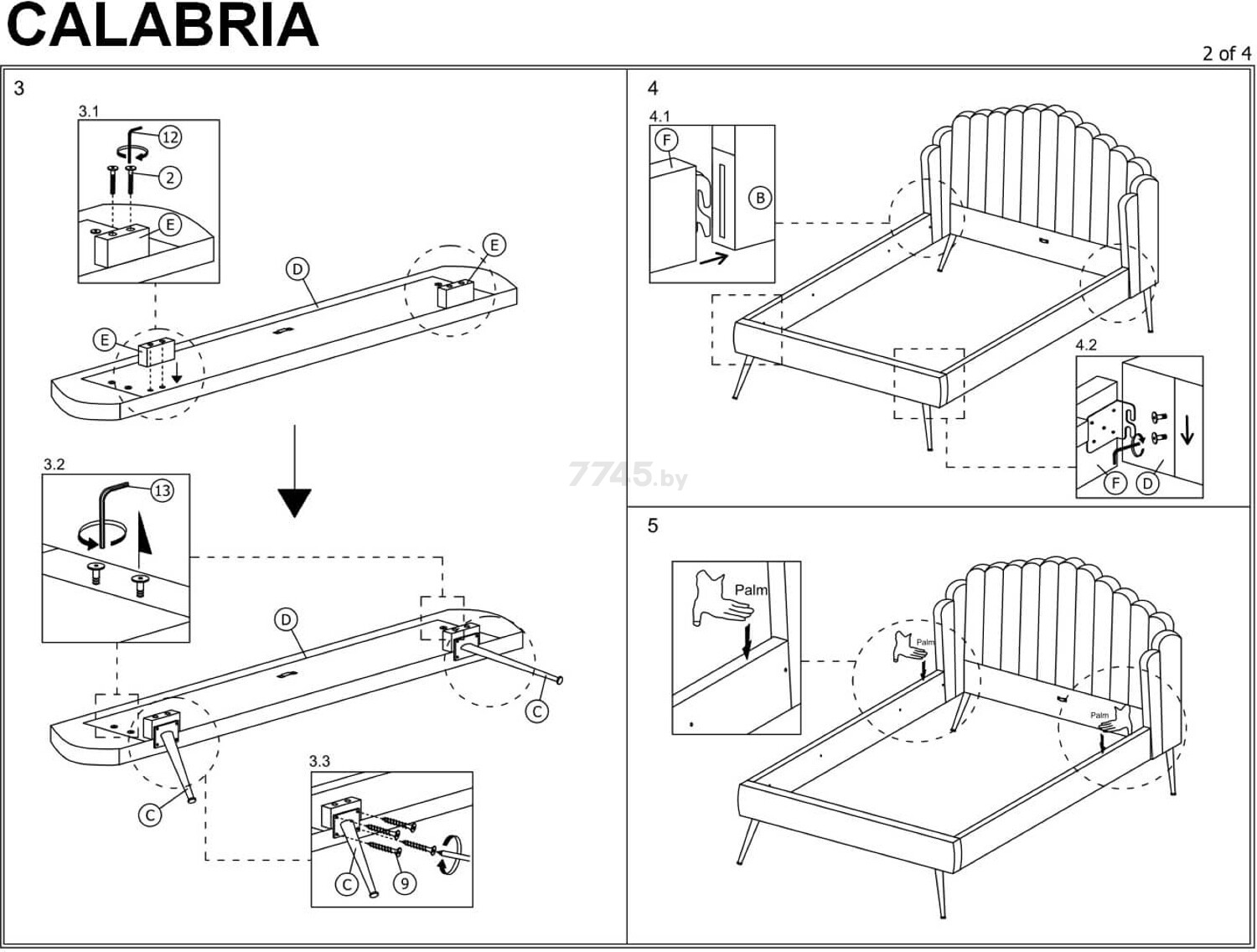 Кровать двуспальная SIGNAL Calabria Velvet серый 160х200 см (CALABRIAVSZZL) - Фото 3