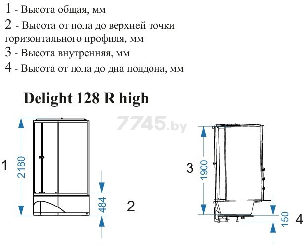 Кабина душевая DOMANI-Spa Delight 128 high R 120х80 (DS01D128RHBT00) - Фото 3
