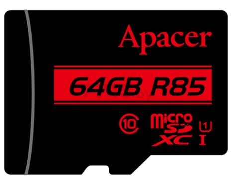 Карта памяти APACER MicroSDXC 64 Гб с адаптером SD (AP64GMCSX10U5-R)