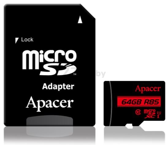 Карта памяти APACER MicroSDXC 64 Гб с адаптером SD (AP64GMCSX10U5-R) - Фото 2