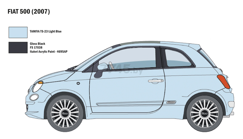 Сборная модель ITALERI Автомобиль Fiat 500 (2007) 1:24 (3647) - Фото 4