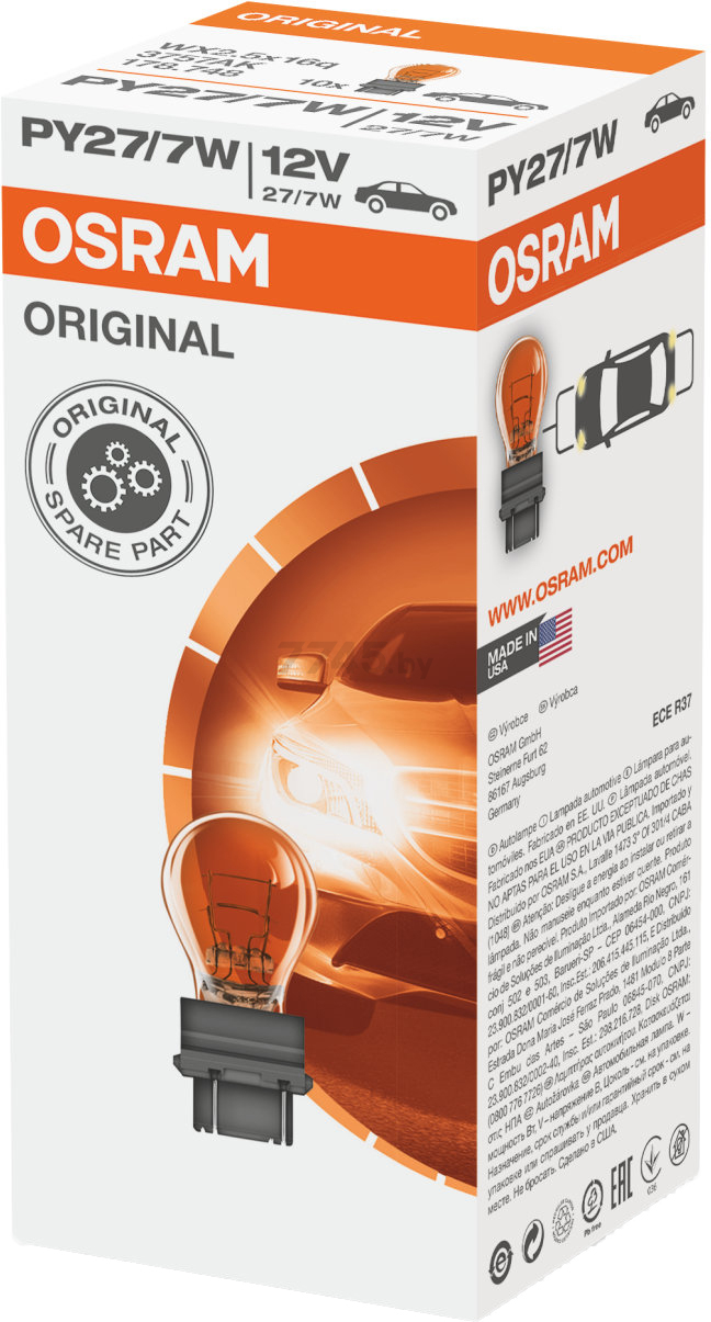 Лампа накаливания автомобильная OSRAM Original PY27/7W (3757AK) - Фото 3