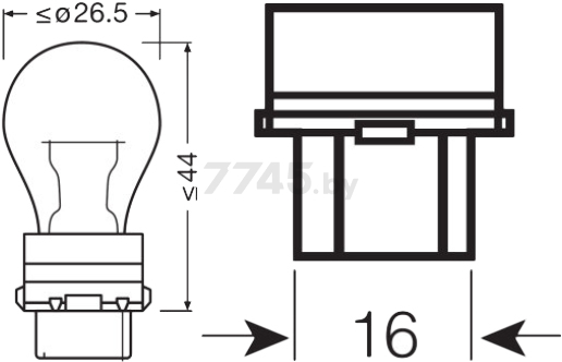 Лампа накаливания автомобильная OSRAM Original PY27/7W (3757AK) - Фото 5