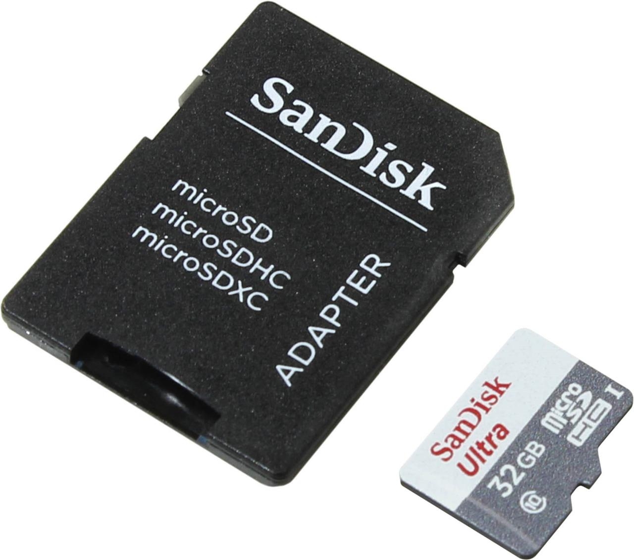 Карта памяти SANDISK MicroSDHC 32 Гб Ultra с адаптером SD (SDSQUNS-032G-GN3MA) - Фото 2
