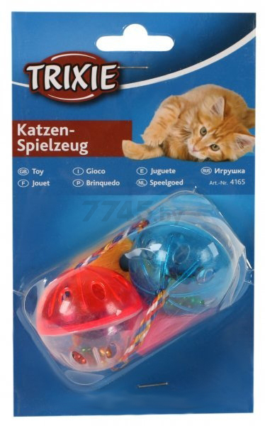 Игрушка для кошек TRIXIE Мяч-погремушка с хвостом d 4 см 2 штуки (4165) - Фото 5