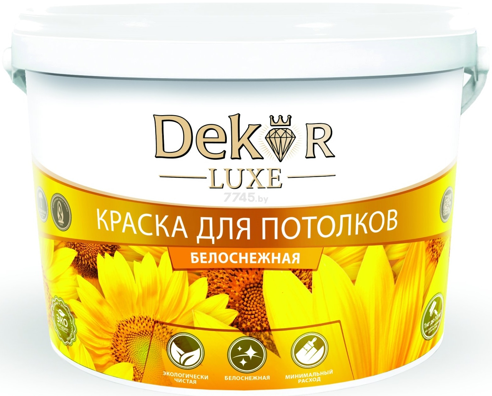 Краска ВД акриловая DEKOR для потолков белая 7 кг (26-682)
