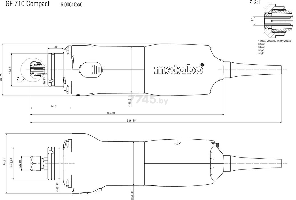 Шлифмашина прямая METABO GE 710 Compact (600615000) - Фото 3